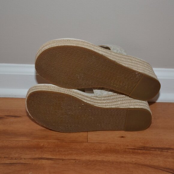 Michael Kors Verity Monogram Natural beige espadrille wedge sandals, 9M - Picture 9 of 10